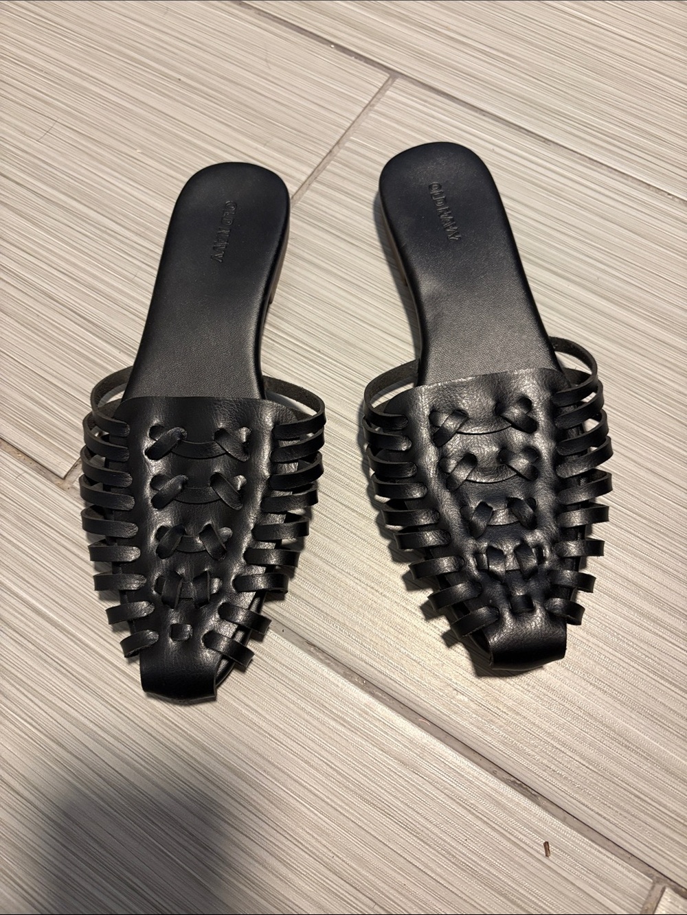 Old Navy Black Braided Slide Mules